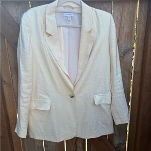 Topshop Pastel Yellow Blazer Tailored Suit Jacket SZ 8